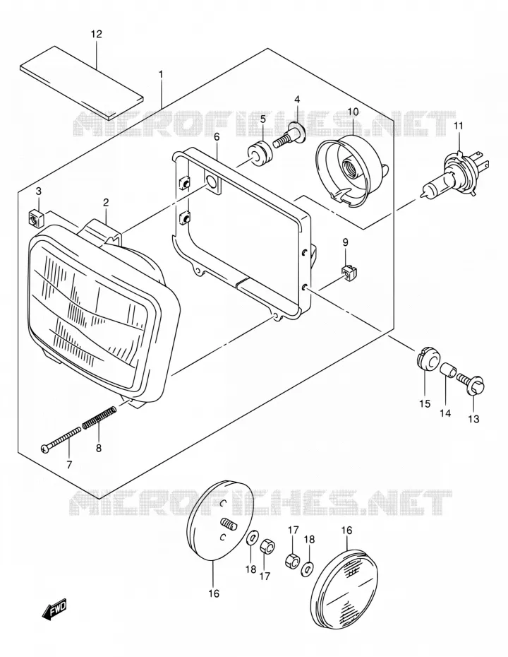 KOPLAMP (MODELE K3/K4/K5) Suzuki MOTO 650 DR 2005  DR650SE K5 (E03,E28,E33)