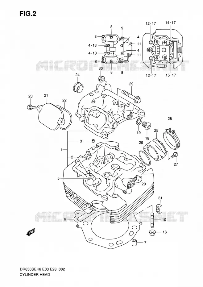 CILINDERKOP Suzuki MOTO 650 DR 2010  DR650SE L0 (E03,E28,E33)