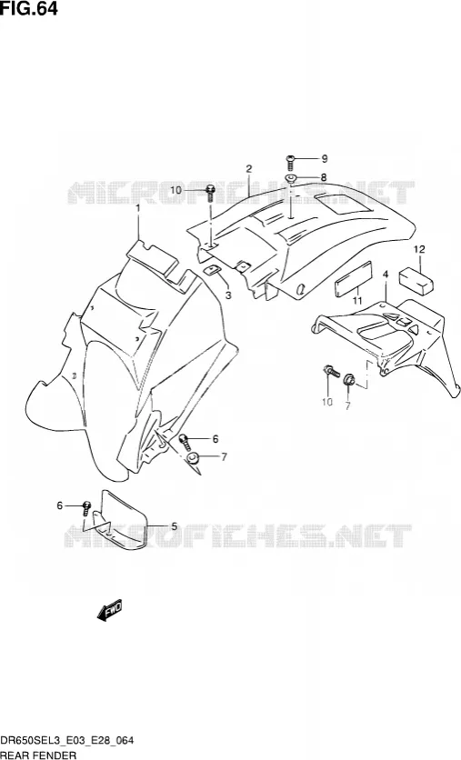 ACHTERSPATBORD (DR650SEL3 E03) Suzuki MOTO 650 DR 2013  DR650SE L3 (E03,E28,E33)