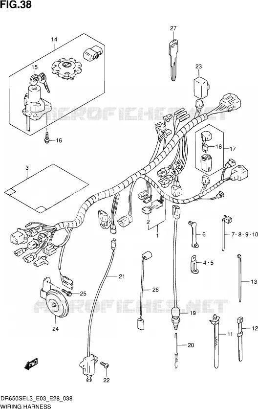 BEDRADING (DR650SEL3 E03) Suzuki MOTO 650 DR 2013  DR650SE L3 (E03,E28,E33)