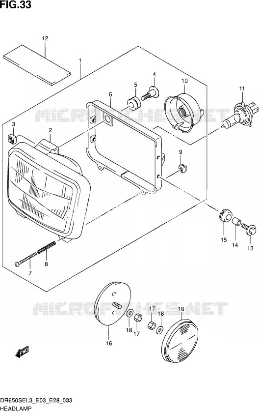 KOPLAMP Suzuki MOTO 650 DR 2013  DR650SE L3 (E03,E28,E33)