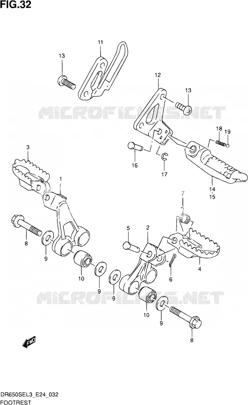 FOOTREST Suzuki MOTO 650 DR 2013  DR650SE L3 (E24)