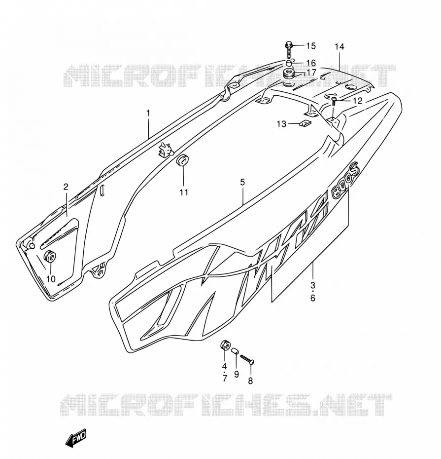 ACHTER KUIP  (MODELE N) Suzuki MOTO 800 DR 1992  DR800S N/DR800SU N