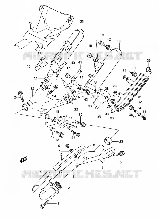 GELUIDDEMPER (MODELE N/P/R/S/T) Suzuki MOTO 800 DR 1992  DR800S N/DR800SU N