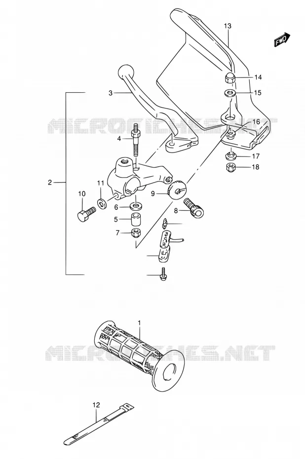 LINKER HENDEL - HANDGREEP Suzuki MOTO 800 DR 1992  DR800S N/DR800SU N