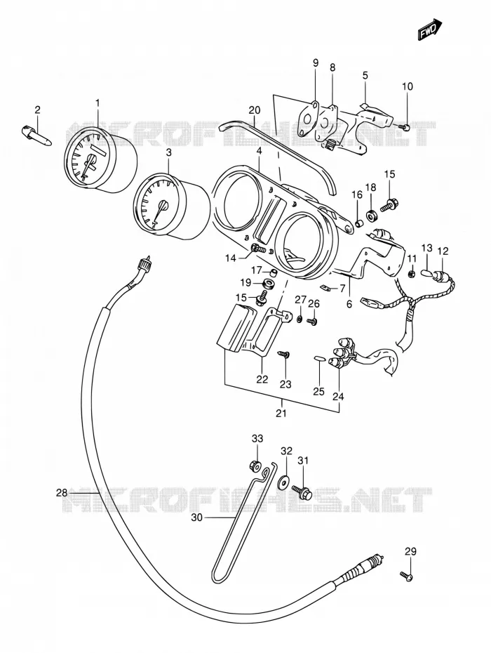 SNELHEIDSMETER (MODELE M/N/P/R) Suzuki MOTO 800 DR 1992  DR800S N/DR800SU N