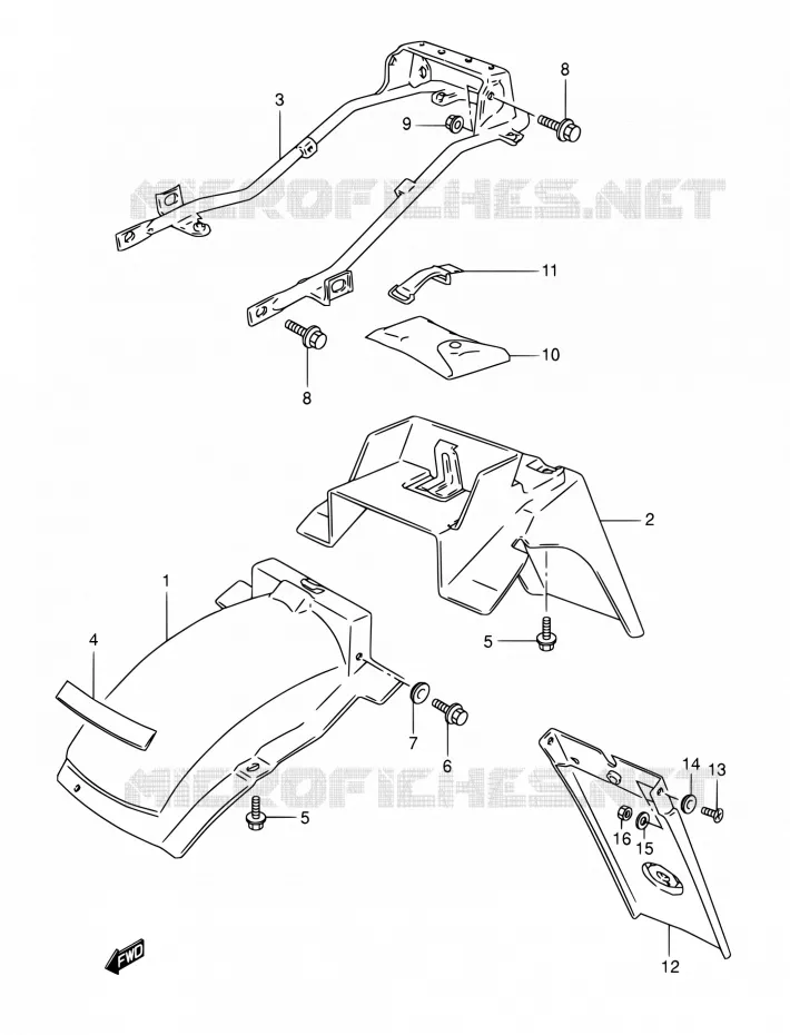 ACHTERSPATBORD (MODELE M/N/P/R) Suzuki MOTO 800 DR 1993  DR800S P/DR800SU P