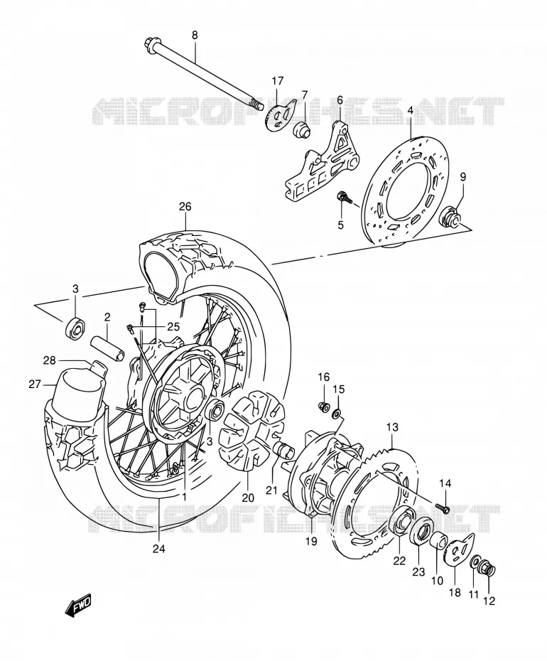 ACHTERWIEL Suzuki MOTO 800 DR 1993  DR800S P/DR800SU P