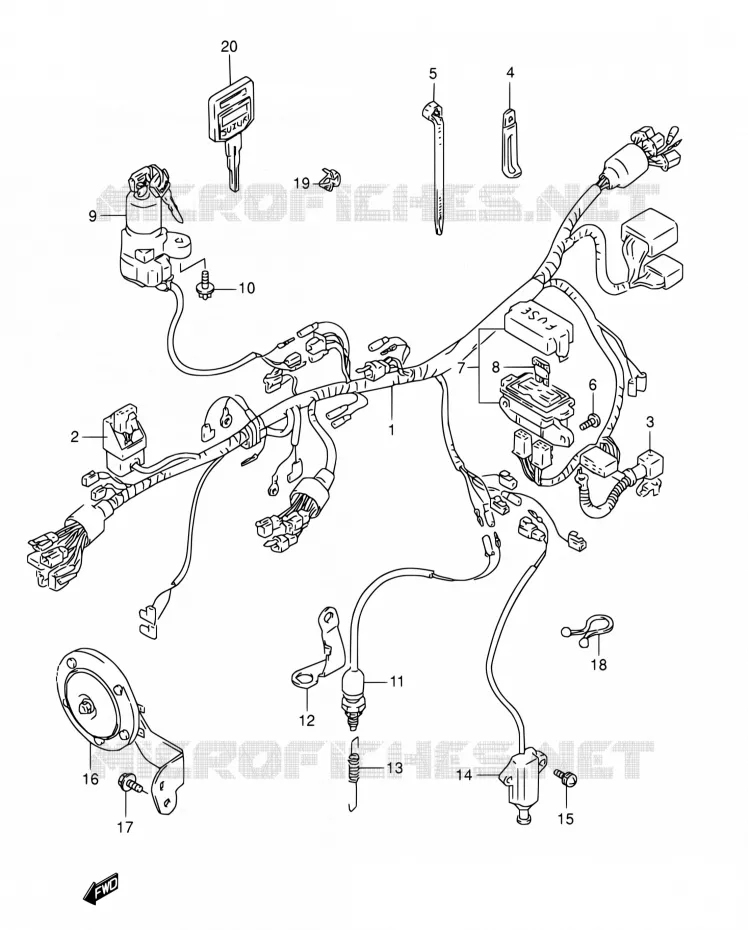 BEDRADING (MODELE T) Suzuki MOTO 800 DR 1996  DR800S T/DR800SU T