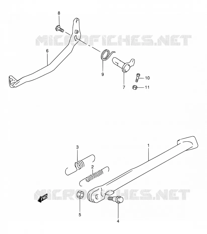 STAND - ACHTER REMPEDAAL Suzuki MOTO 800 DR 1997  DR800S V/DR800SU V