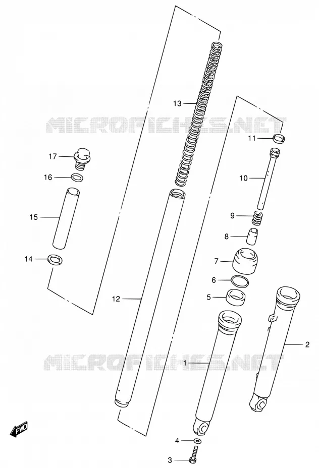 FRONT SCHOKDEMPER Suzuki MOTO 80 DS 1997  DS80 V (E03,E28,E33)
