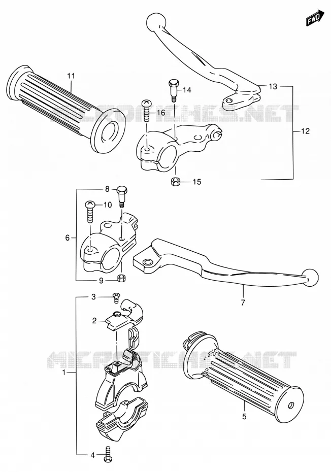 HANDGRIPS - LEVERS Suzuki MOTO 80 DS 1998  DS80 W (E03,E28,E33)