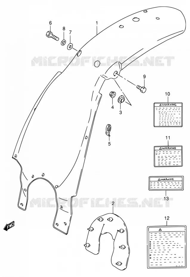 ACHTERSPATBORD (MODELE T/V/W/X) Suzuki MOTO 80 DS 1999  DS80 X (E03,E28,E33)