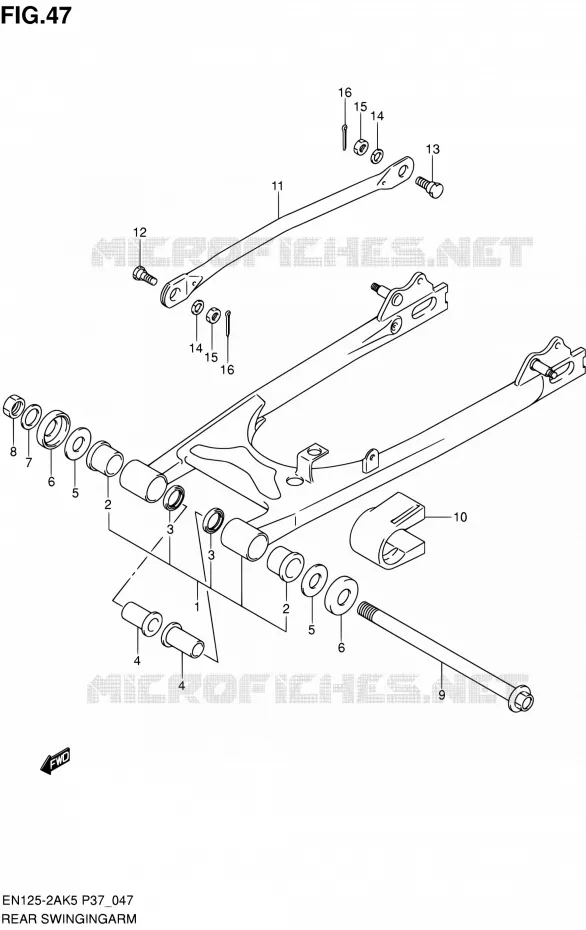 SWINGARM (MODELE K5/K6) Suzuki MOTO 125 EN 2005  EN125-2AK5(P37)