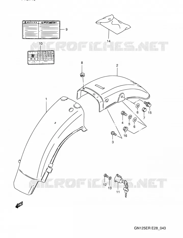 ACHTERSPATBORD Suzuki MOTO 125 GN 1994  GN125E R (E03,E28,E33)