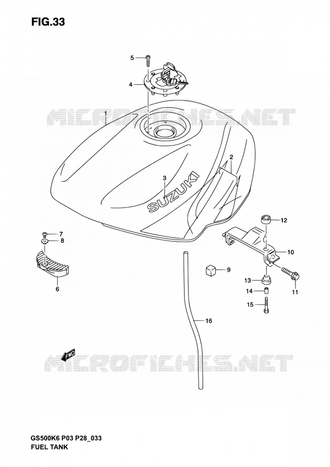 BENZINETANK (MODELE K3) Suzuki MOTO 500 GS-E 2003  GS500 K3 (P03,P28,P33)