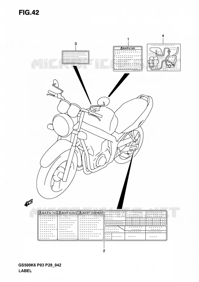 ETIKET (MODELE K3) Suzuki MOTO 500 GS-E 2003  GS500 K3 (P03,P28,P33)