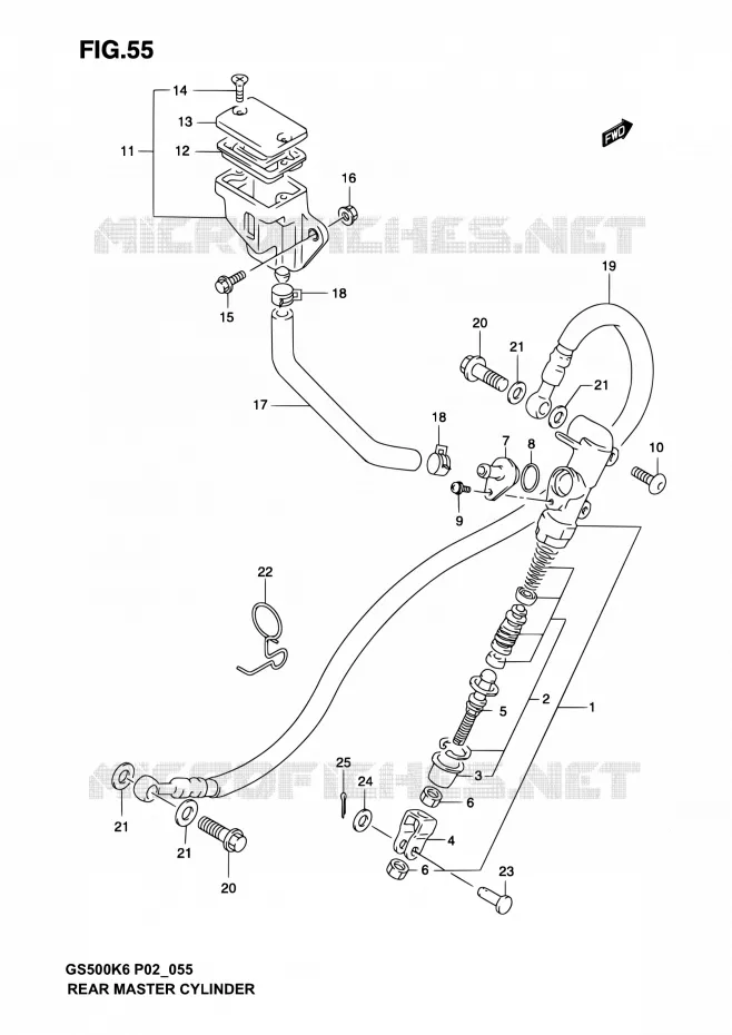 ACHTER HOOFDREMCILINDER (MODELE K3) Suzuki MOTO 500 GS-E 2003  GS500 K3 (P19,P24,P54)