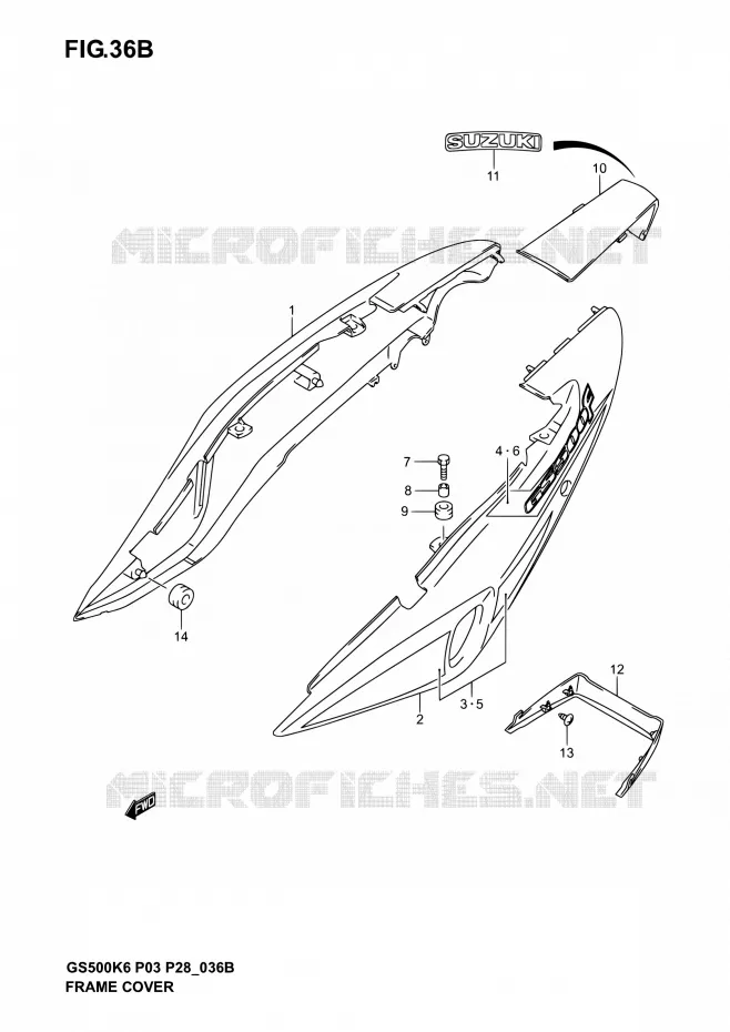 ACHTER KUIP  (GS500FK4) Suzuki MOTO 500 GS-E 2004  GS500 K4/GS500F K4 (P03,P28,P33)