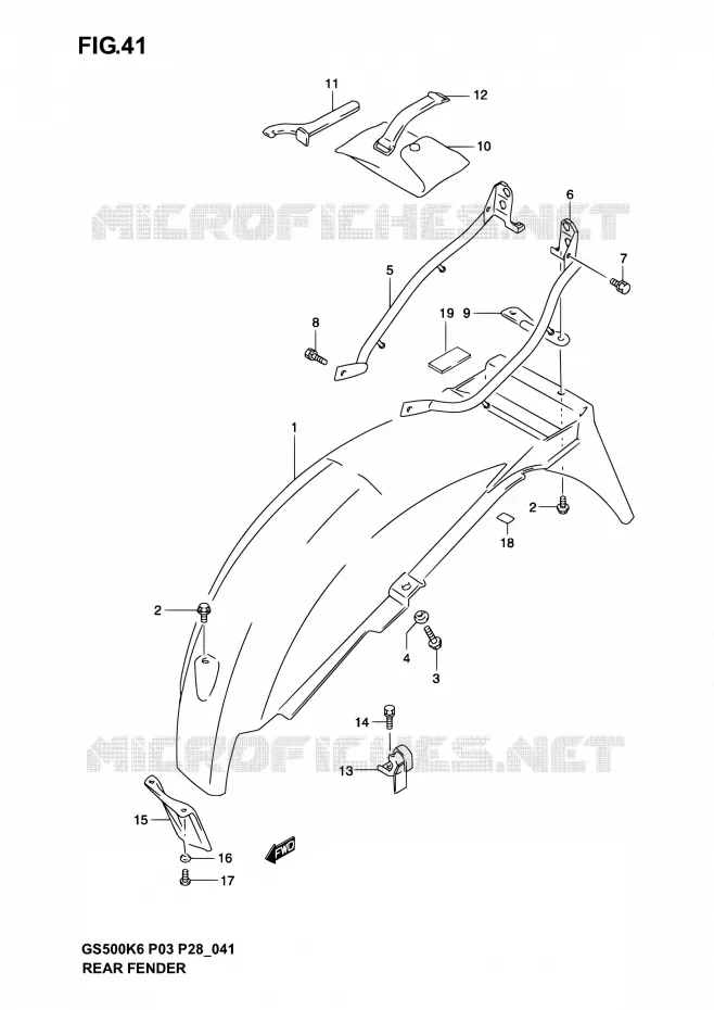 ACHTERSPATBORD Suzuki MOTO 500 GS-E 2004  GS500 K4/GS500F K4 (P03,P28,P33)