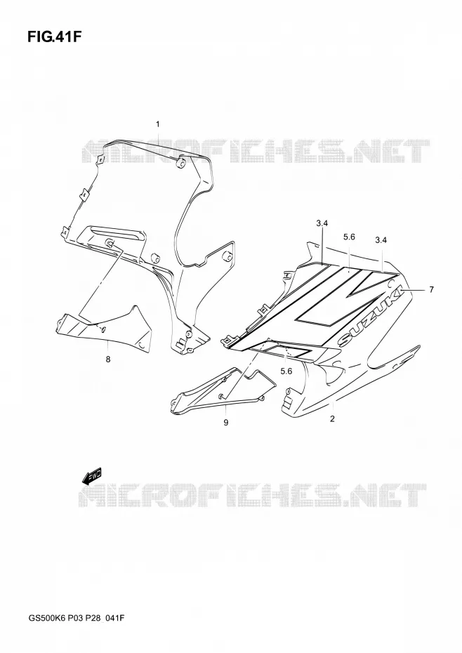 ONDERAANKLEDING  (GS500FK5) Suzuki MOTO 500 GS-E 2004  GS500 K4/GS500F K4 (P03,P28,P33)