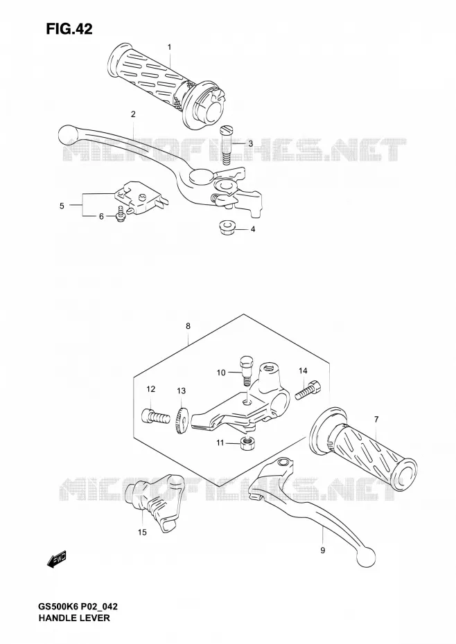 HANDGRIPS - LEVERS Suzuki MOTO 500 GS-E 2005  GS500 K5 (P02,P19,P24,P54)