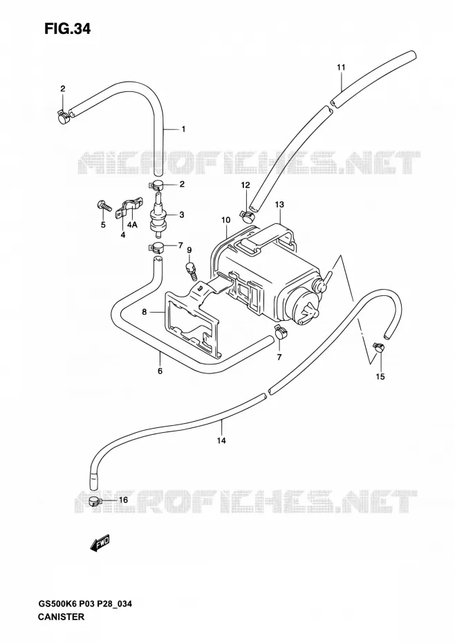 CANISTER (P33) Suzuki MOTO 500 GS-E 2005  GS500 K5/GS500F K5 (P03,P28,P33)