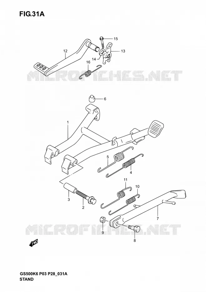 STAND (MODELE K4/K5/K6) Suzuki MOTO 500 GS-E 2005  GS500 K5/GS500F K5 (P03,P28,P33)
