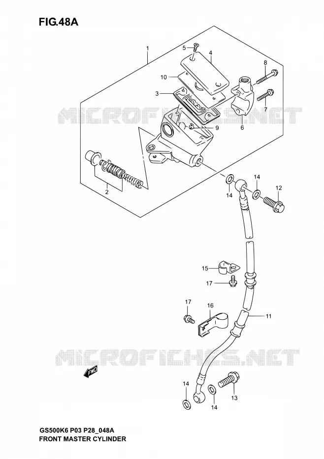 FRONT HOOFDREMCILINDER (GS500K4/K5/K6 P28) Suzuki MOTO 500 GS-E 2006  GS500 K6/GS500F K6 (P03,P28,P33)