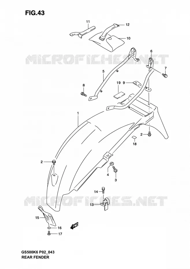 ACHTERSPATBORD Suzuki MOTO 500 GS-F 2004  GS500F K4 (P02,P19,P24,P54)