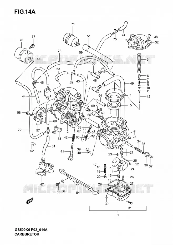CARBURATOR (MODELE K4/K5/K6) Suzuki MOTO 500 GS-F 2004  GS500F K4 (P02,P19,P24,P54)