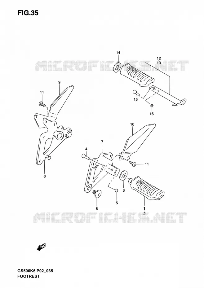 FOOTREST Suzuki MOTO 500 GS-F 2004  GS500F K4 (P02,P19,P24,P54)