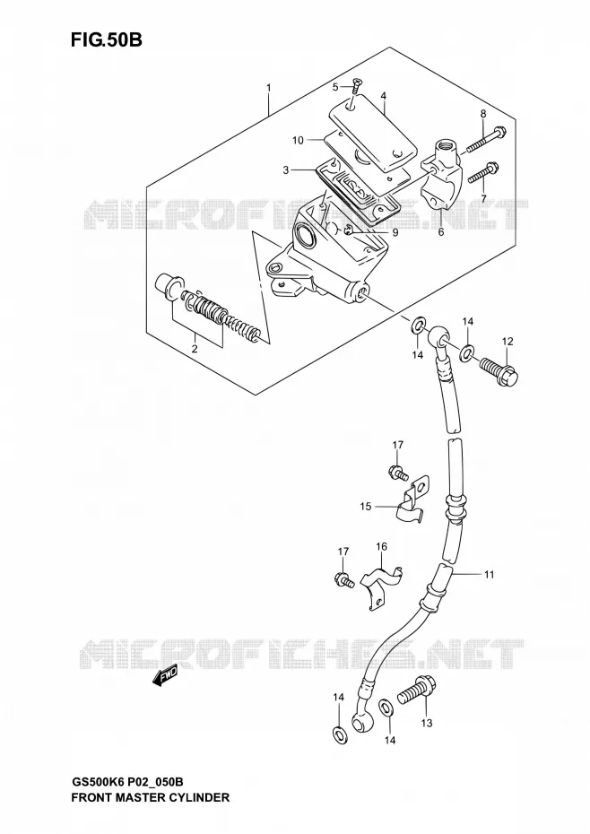 FRONT HOOFDREMCILINDER (GS500FK4/K5/K6/FUK4/K5/K6) Suzuki MOTO 500 GS-F 2004  GS500F K4 (P02,P19,P24,P54)
