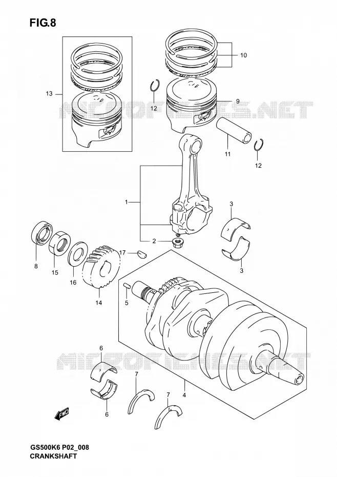 KRUKAS Suzuki MOTO 500 GS-F 2005  GS500F K5 (P02,P19,P24,P54)