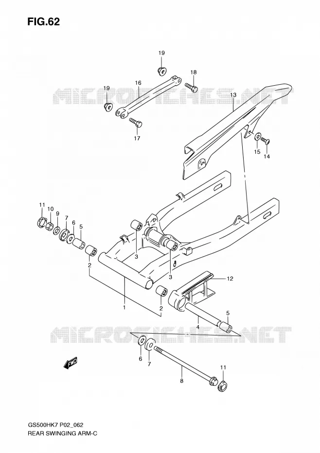 SWINGARM Suzuki MOTO 500 GS-F 2007  GS500FH K7 (P02,P19,P54)