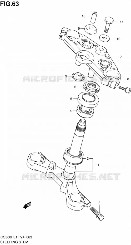 STUURKOLOM (GS500FH) Suzuki MOTO 500 GS-F 2011  GS500FHL1(P24)