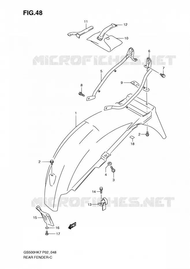 ACHTERSPATBORD Suzuki MOTO 500 GS-E 2007  GS500H K7 (P02,P19,P54)