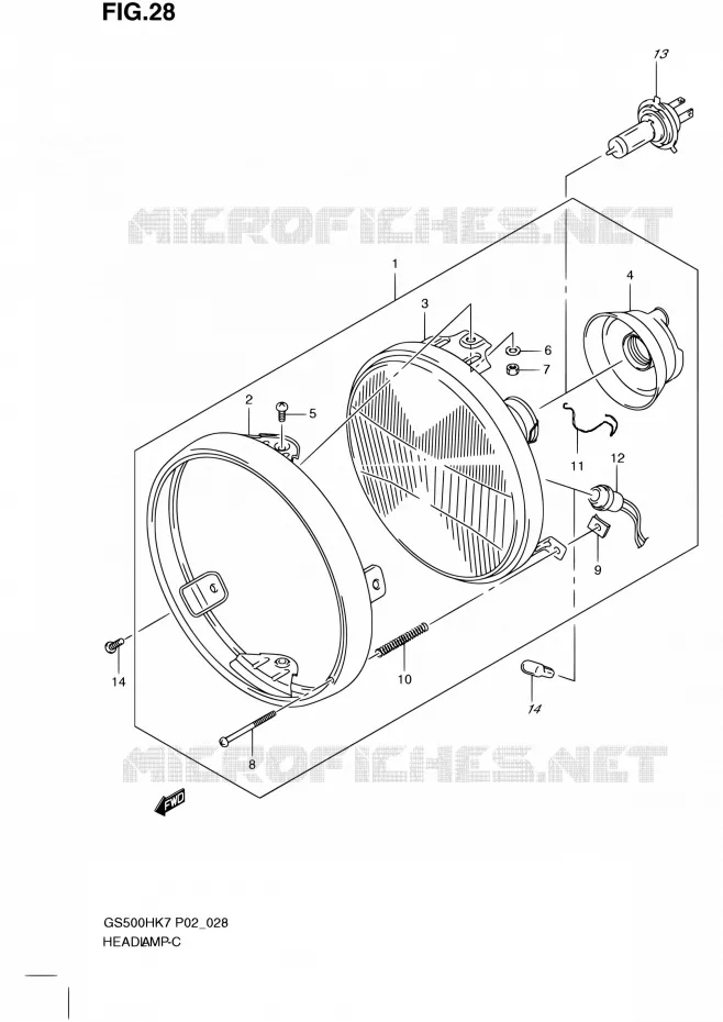 KOPLAMP (GS500H P02, P19, P54, GS500HU P19) Suzuki MOTO 500 GS-E 2007  GS500H K7 (P02,P19,P54)