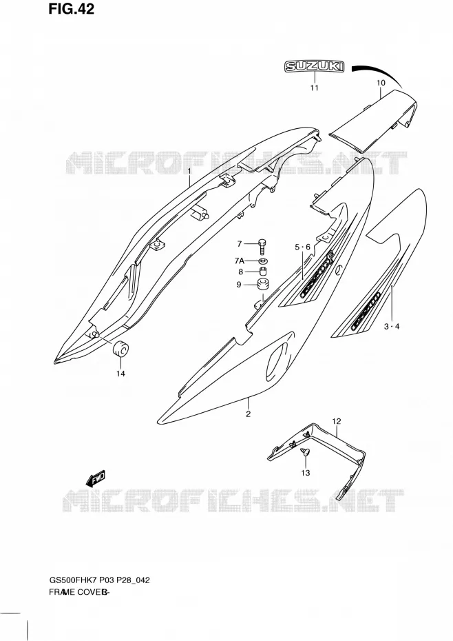 ACHTER KUIP (MODEL K7) Suzuki MOTO 500 GS-E 2007  GS500H K7/GS500FH K7 (P03,P28,P33,P95)