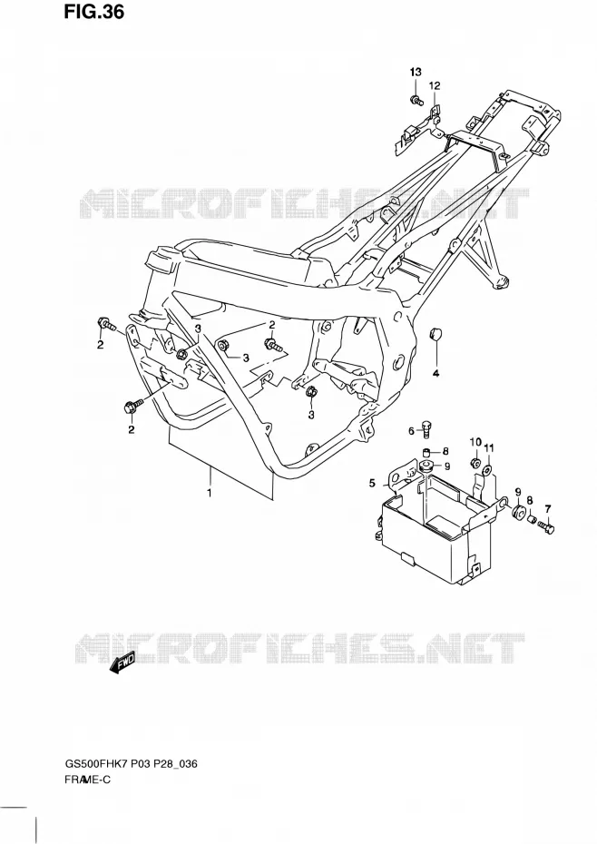 FRAME Suzuki MOTO 500 GS-E 2007  GS500H K7/GS500FH K7 (P03,P28,P33,P95)