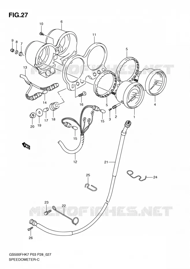 SNELHEIDSMETER (GS500FH P03, P28, P33, P95) Suzuki MOTO 500 GS-E 2007  GS500H K7/GS500FH K7 (P03,P28,P33,P95)
