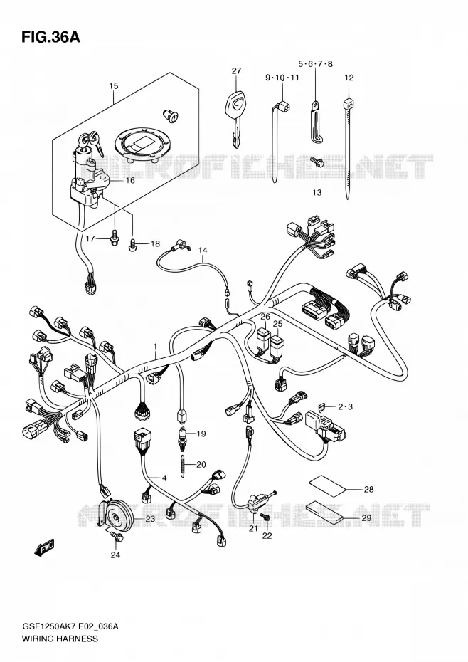 BEDRADING (GSF1250K7/K8/K9) Suzuki MOTO 1250 BANDIT 2009  GSF1250 K9 (E02,E19,E24,E37)