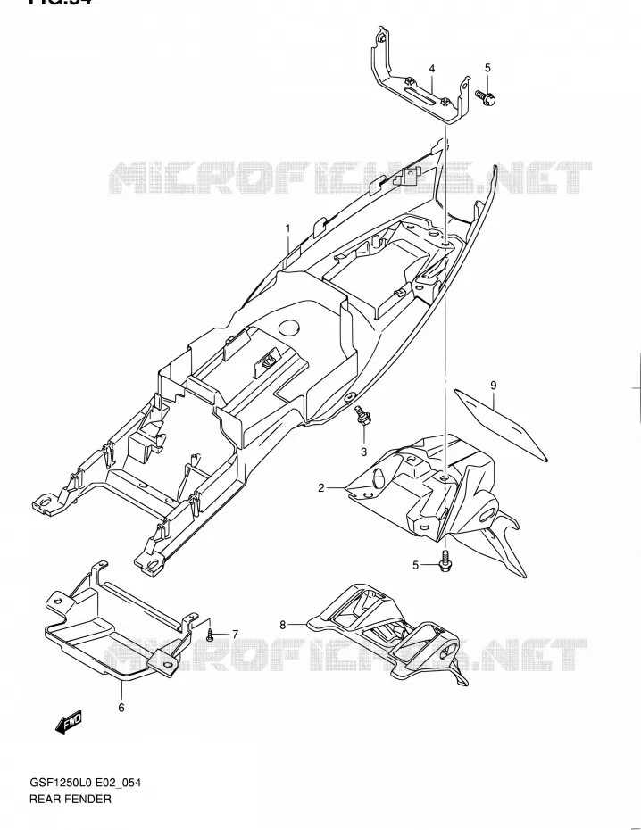 ACHTERSPATBORD (GSF1250L0) Suzuki MOTO 1250 BANDIT 2010  GSF1250 L0 (E02,E19,E24)