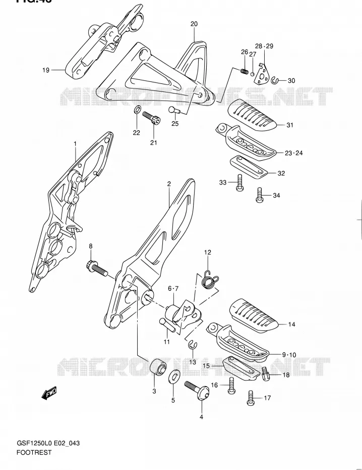 FOOTREST Suzuki MOTO 1250 BANDIT 2012  GSF1250 L0 (E02,E19,E24)