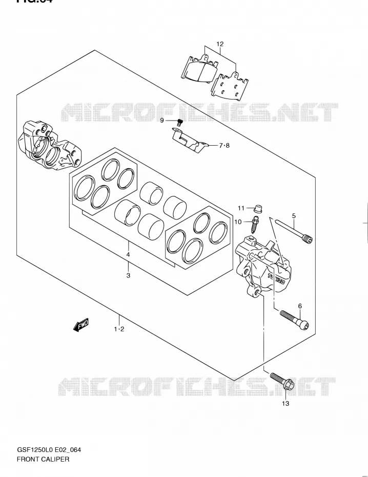 FRONT CALIPER (GSF1250AL0) Suzuki MOTO 1250 BANDIT 2011  GSF1250 L0 (E02,E19,E24)