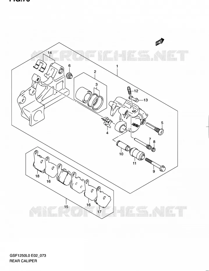REAR CALIPER (GSF1250L0) Suzuki MOTO 1250 BANDIT 2011  GSF1250 L0 (E02,E19,E24)