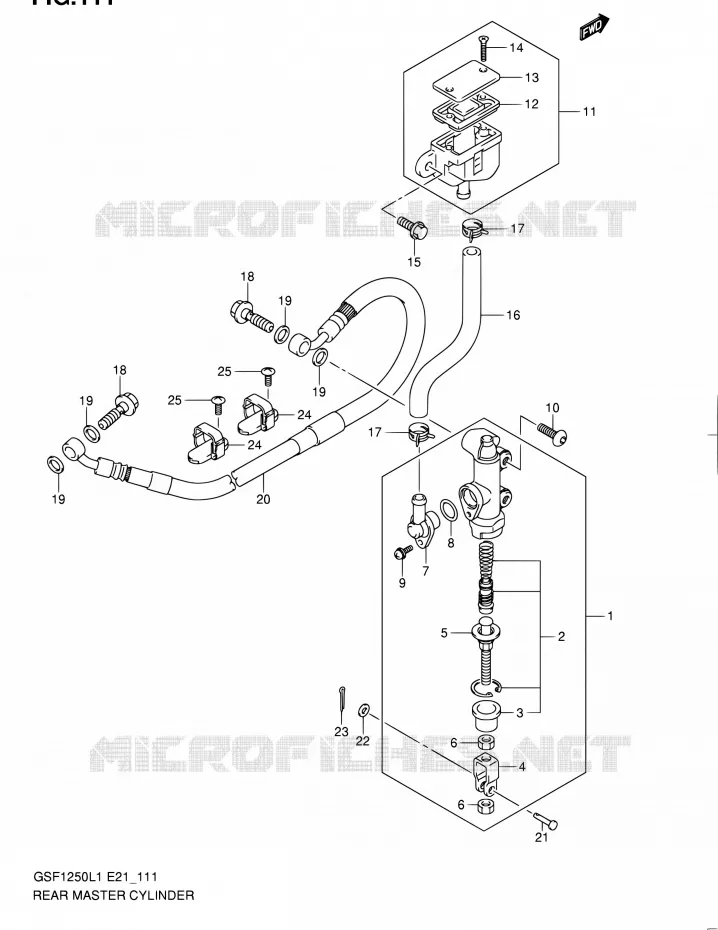 ACHTER HOOFDREMCILINDER (GSF1250L1 E21) Suzuki MOTO 1250 BANDIT 2011  GSF1250L1