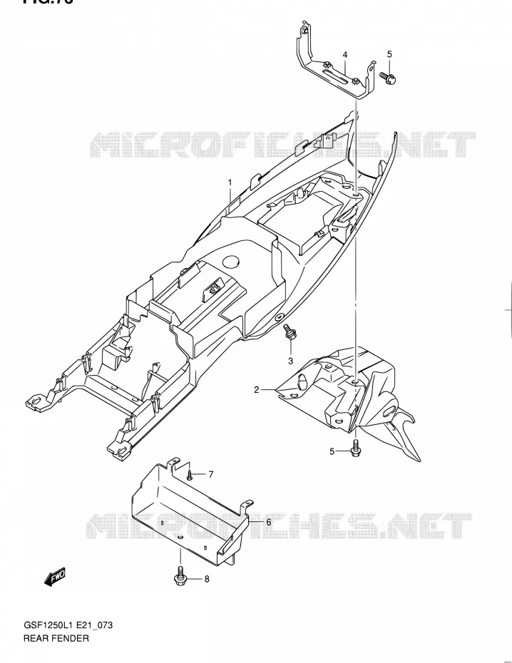 ACHTERSPATBORD (GSF1250AL1 E21) Suzuki MOTO 1250 BANDIT 2011  GSF1250L1