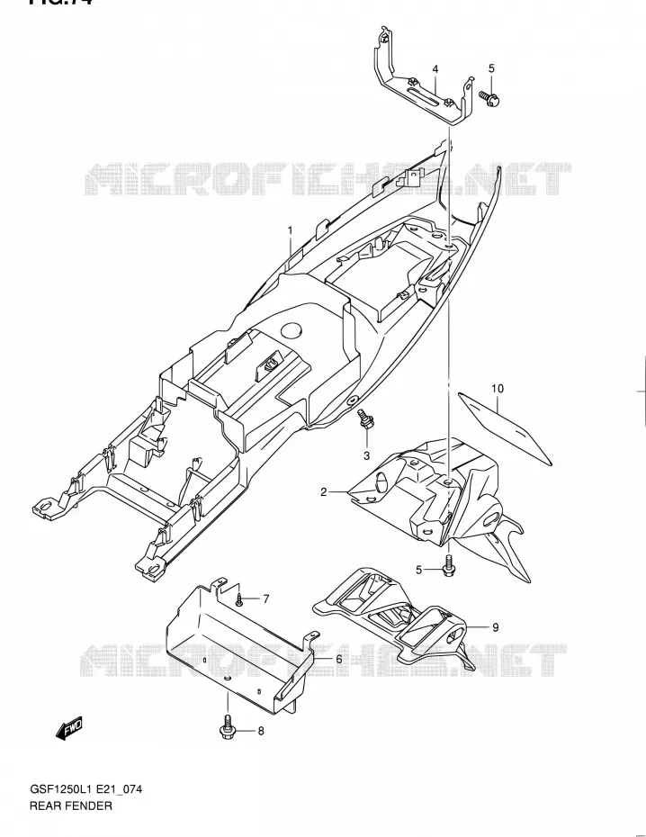 ACHTERSPATBORD (GSF1250AL1 E24) Suzuki MOTO 1250 BANDIT 2011  GSF1250L1