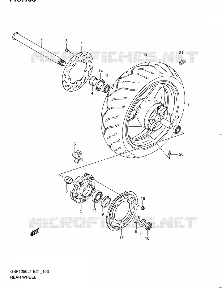 ACHTERWIEL (GSF1250L1 E21) Suzuki MOTO 1250 BANDIT 2011  GSF1250L1